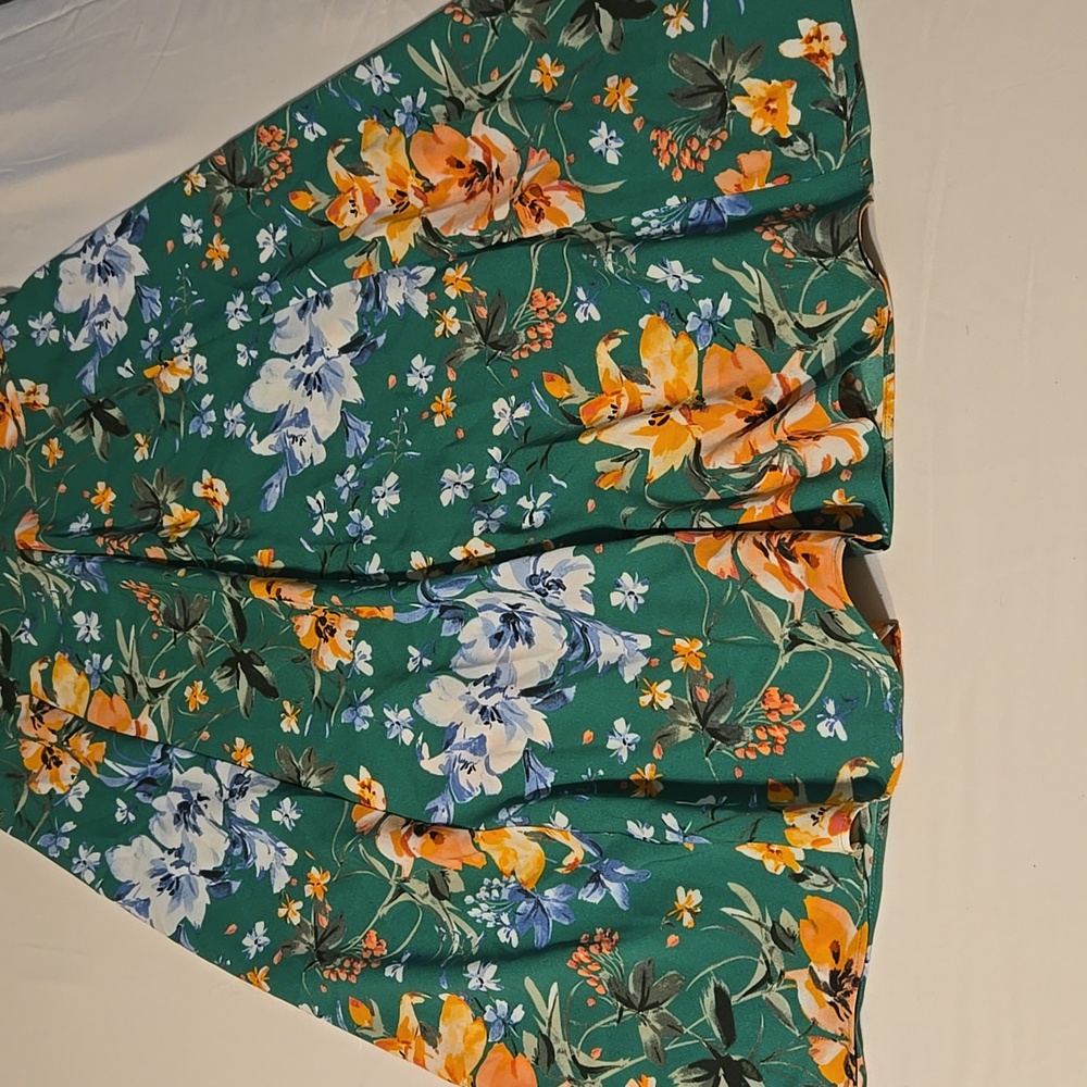 LOFT Green Floral Maxi Skirt